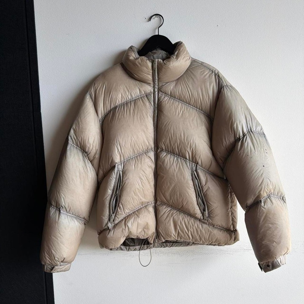 Represent Mens Beige Puffer Jacket Tan Quilted Outerwear Size L Made in Portugal